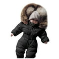 thumbnail image 3 of Baby Winter Snowsuit Coat Cute Romper Hooded Footie Zip Up Jumpsuit Outerwear Puffer Down Coat Romper Winter Coat Outfits 0-6 Months, 3 of 8