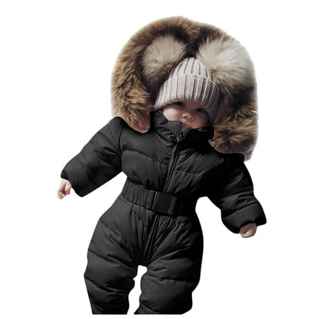 

TAIAOJING Baby Girls Boys One-Piece Winter Snowsuit with Hood Outerwear Romper Coat Warm Baby Jacket Snowsuit Girls Hooded Jumpsuit Coat 14 Colors 9-12 Months