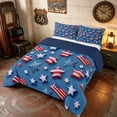 thumbnail image 2 of Manfei 3D Star Full Size Comforter Sets, US Flag Bedding Comforter Set, Red White Blue, Navy Reversible 3-Piece, 1 Comforter and 2 Pillowcases, 2 of 6