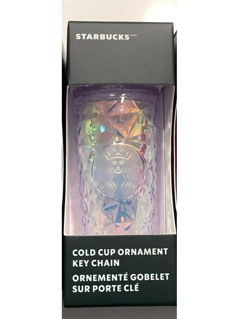 Starbucks Holiday Diamond Iridescent Cold Cup Ornament Keychain