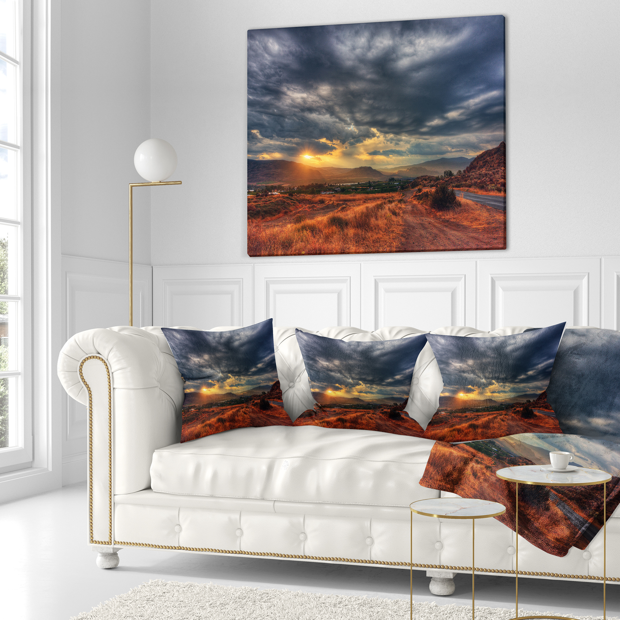 Designart Beautiful Sunrise in Osoyoos - Landscape Printed Throw Pillow - 18x18