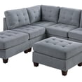 thumbnail image 4 of Contemporary Living Room Gray Fabric Tufted Cushion 7pc L-Sectional Sofa Set 2x Corner Wedge 3x Armless Chairs 2x Ottoman Couch, 4 of 10