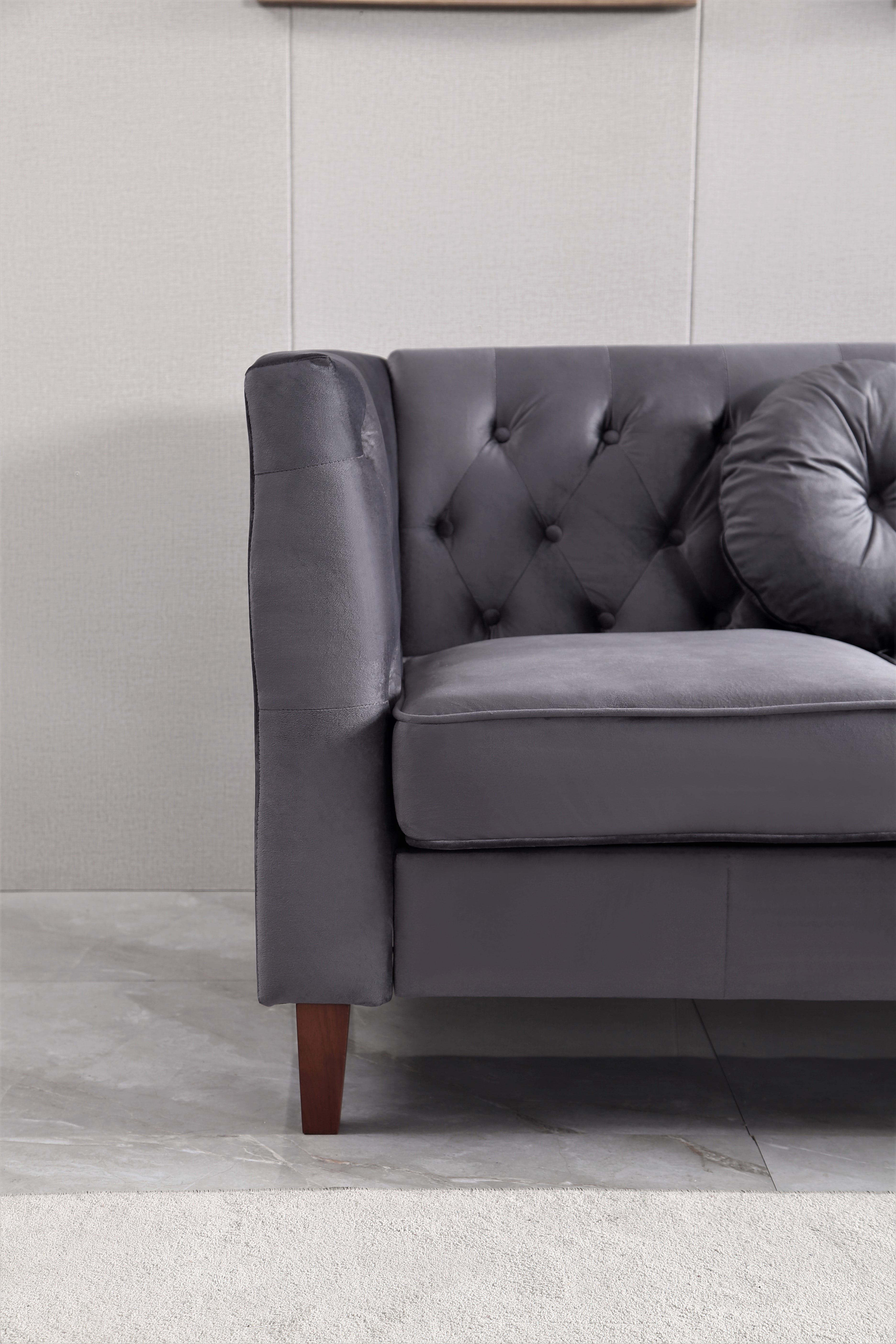Uspridefurniture Velvet Tufted Back Loveseat -Gray
