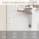 thumbnail image 2 of Tocador moderno con espejo y luces LED - Tomas de corriente y USB-C - Cajones, armario y taburete de almacenaje - Panel abatible - Perfecto para dormitorio - Color blanco, 2 of 8