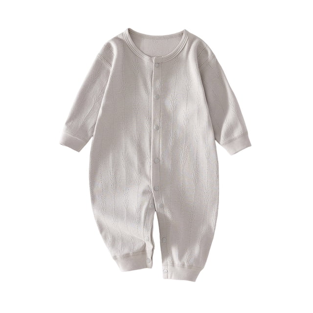 UAMVSH Baby Outfits Long Sleeve Spring Fall Baby Rompers Boys Girls Cotton Infant Clothes Lightweight Button down Jumpsuits(3-6 Months,Gray)