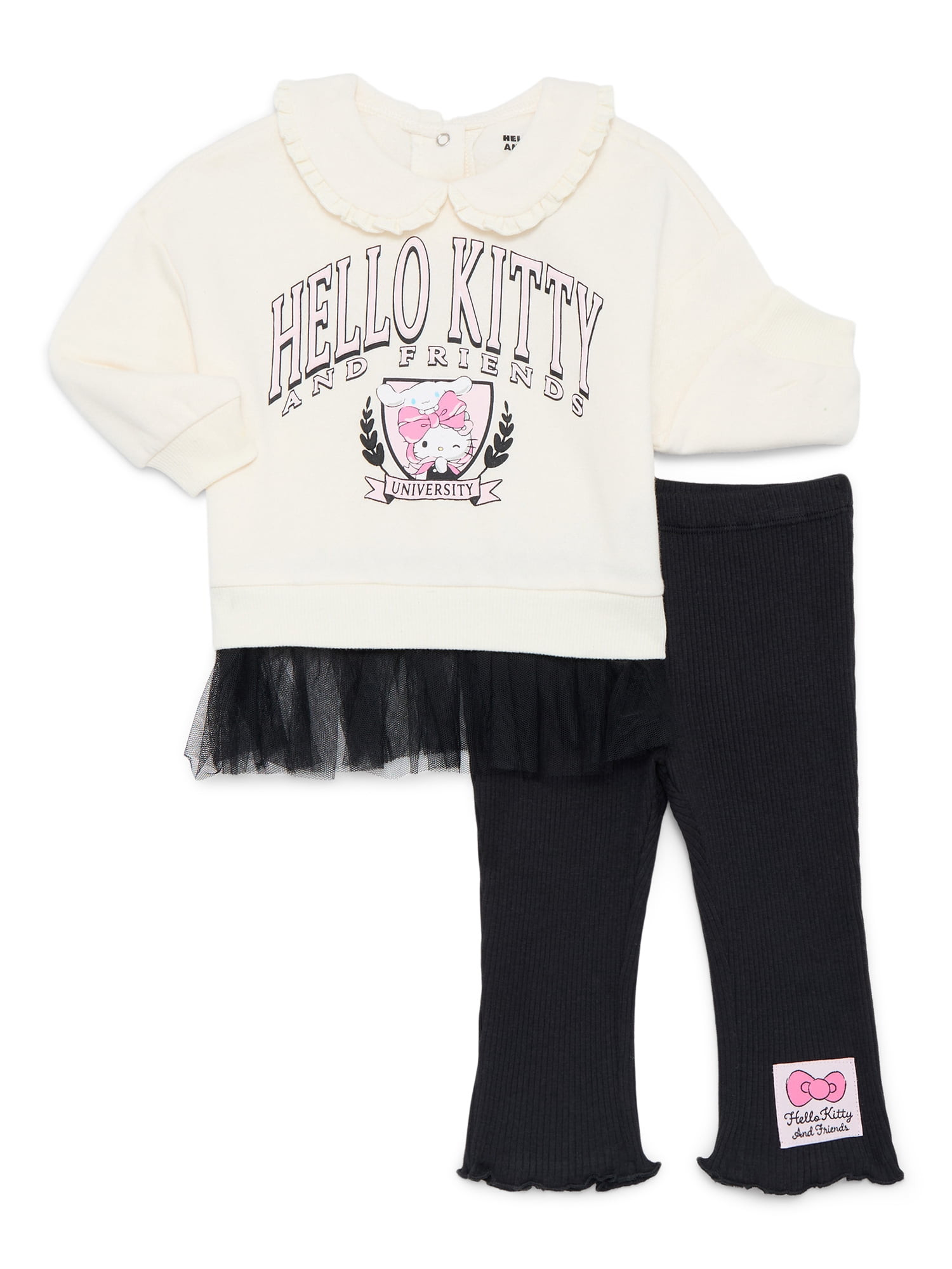 Hello Kitty Baby Girls Long Sleeve Collared Tunic and Leggings Set, 2-Piece, Sizes 0/3M-24M
