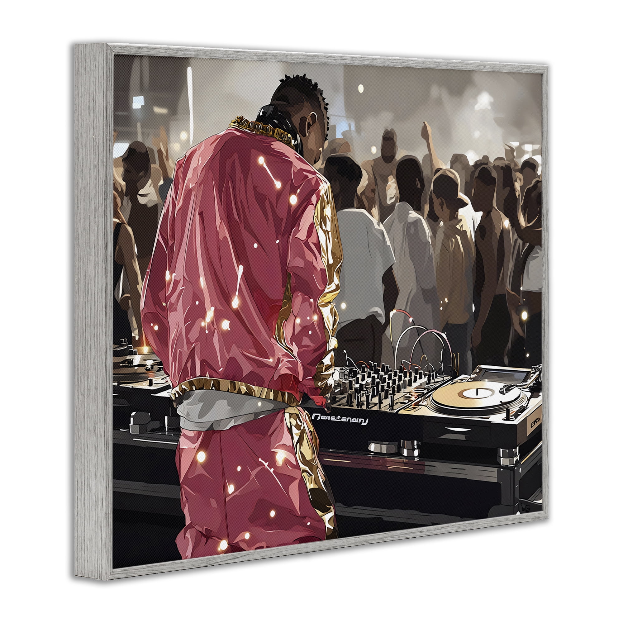 Stupell Industries DJ Performance At Nightclub Gray Framed Giclee Art, design by Franklyn Gregory
