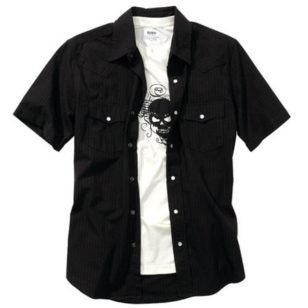 Men's Stripe Western Shirt with Tee Set