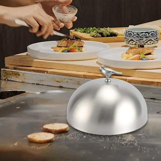 Tapa para hamburguesas, plato para servir, cúpula universal para derretir queso, tapa redonda para cocinar en casa, cocina, camping y tienda. 12 centímetros