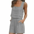 thumbnail image 3 of Bovxnpu Summer Casual Outfits For Women, 2 Piece Lounge Sets, Womens 2 Piece Outfits Summer Sets Neck Crop Tank And Shorts Sets S, 3 of 8