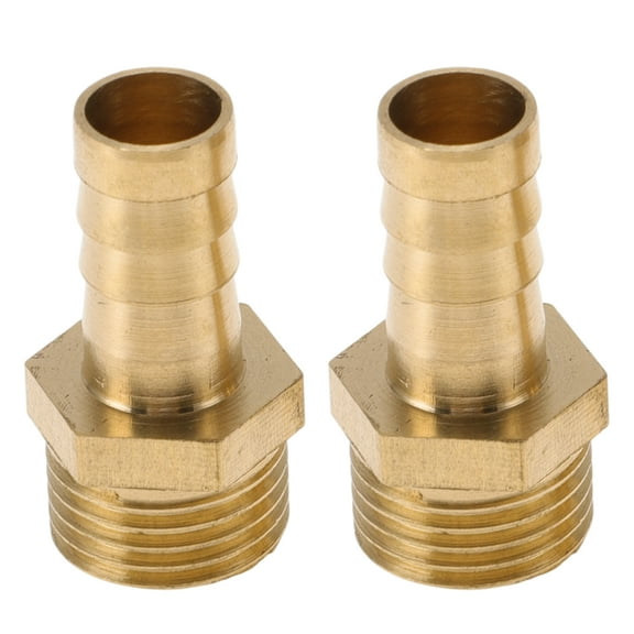 Unique Bargains Brass Hose Barb Fittings 3/8" M16x1.5 Male Thread Straight Barb Connector for Air Water Oil Gas Fuel 2 Pcs Gold Tone