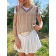 thumbnail image 3 of Coduop Women Pleated Skater Skirt Basic High Waisted Ruffles Flared Mini Skirts, 3 of 6
