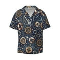 thumbnail image 2 of Lsque Nautical print Men's Cuban Collar Short Sleeve Shirt Summer Beachwear Casual Button Down Fashionable Vacation Leisure Shirt-X-Large, 2 of 7