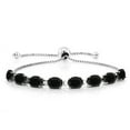 thumbnail image 3 of Gem Stone King 11.60 Cttw Black Onyx Bracelet and Earrings Jewelry Set for Women in 925 Sterling Silver | Gemstone December Birthstone | Oval 7X5MM | Fully Adjustable up to 9 inch, 3 of 4