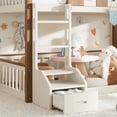 thumbnail image 6 of Harper & Bright Designs Full over Full Bunk Bed with Storage Drawers and Bookshelf, House Bunk Bed Frame with Roof and Windows, Solid Wood Bunk Bed with Playhouse Design, Beige & Natural, 6 of 14