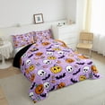 thumbnail image 2 of Manfei Spooky Pumpkin Bedding Sets Full with Comforter, Horror Halloween Duvet Insert, Gothic Bat Print Reversible Comforter Sets Full Size, Super Cozy Bedroom Decorative, 3pcs, 2 of 8