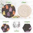 thumbnail image 4 of Yayeee 6 PCS Drink Coasters with Holder Set Woven Absorbent Round Tabletop Hot Pad, Yellow Halloween Ghosts, 4 of 7