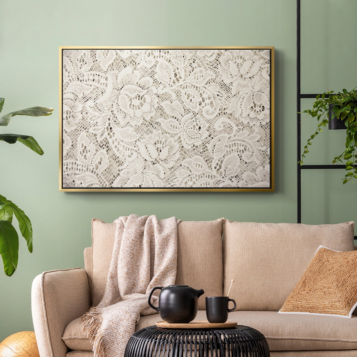 Vintage Abstract Print-XX Framed in Gold Wood Gallery Wrapped Canvas 25 in. x 37 in.