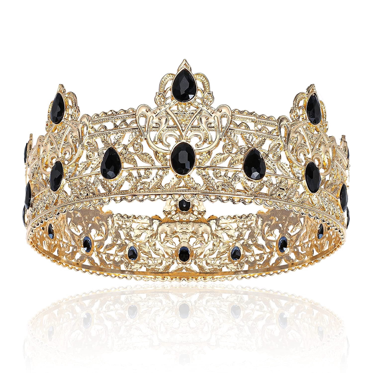 Pink Teardrop Gemstone Gold Tiara, 1.9 Inch Height, 4.9 Inch  display picture 2