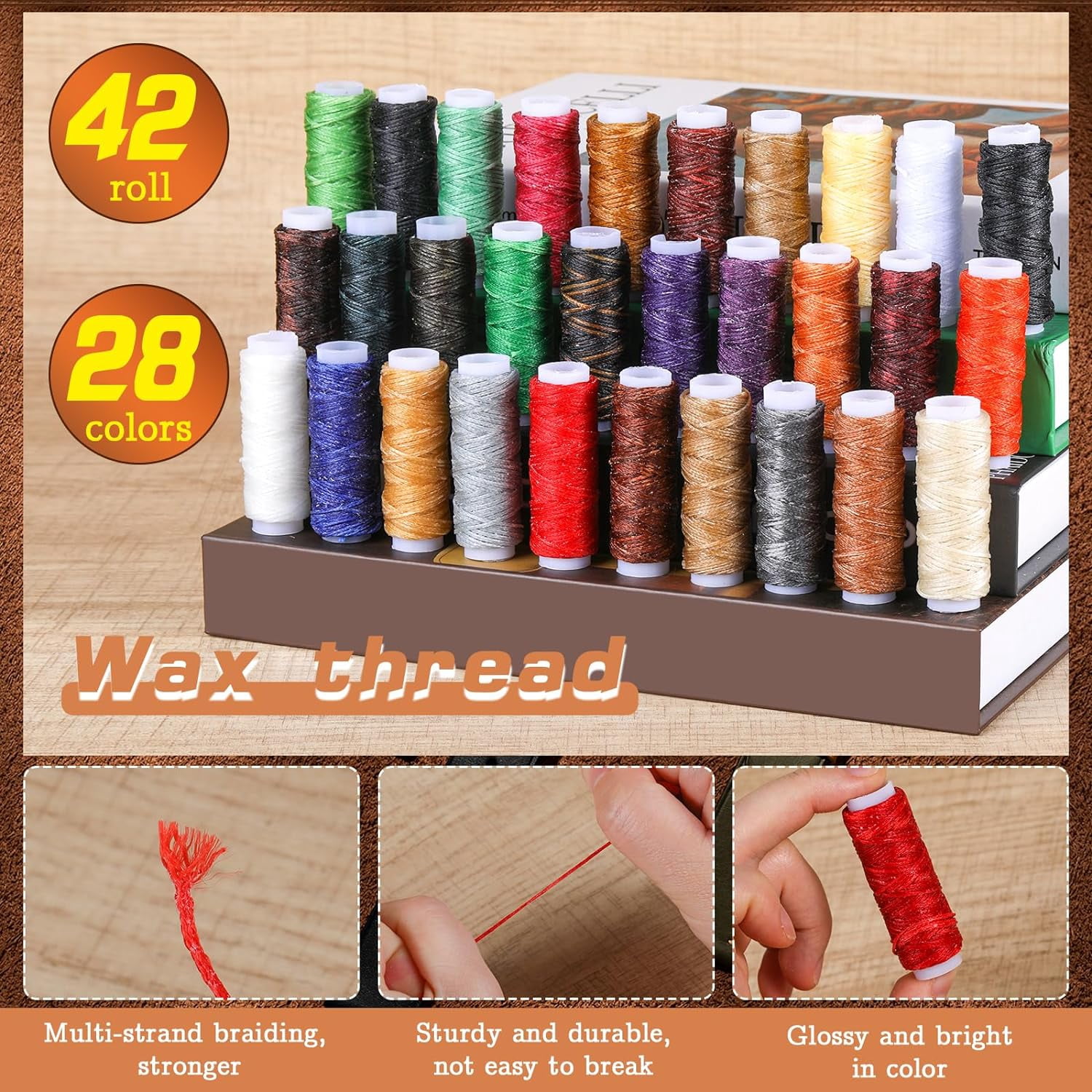 Sewing Kit, Leather Sewing Kit, Upholstery Repair Kit, Leather Sewing Tools with Large-Eye Stitching Needles, Waxed Thread, Leather Stitching Kit for DIY Leather Craft