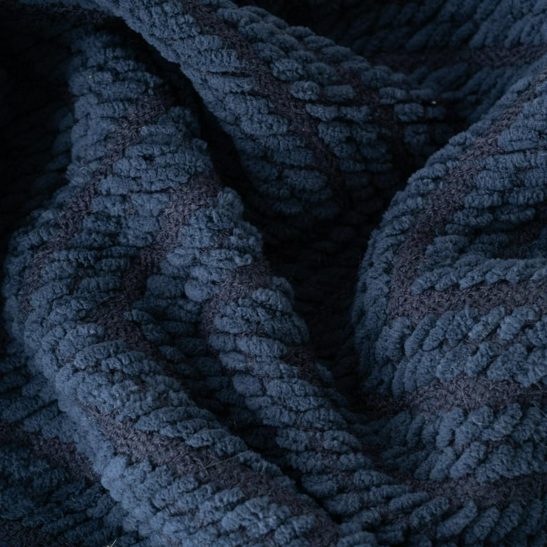Battilo Navy Blue Throw Blanket for Couch Knitted Herringbone Throw Housewarming Gifts 50 x 60
