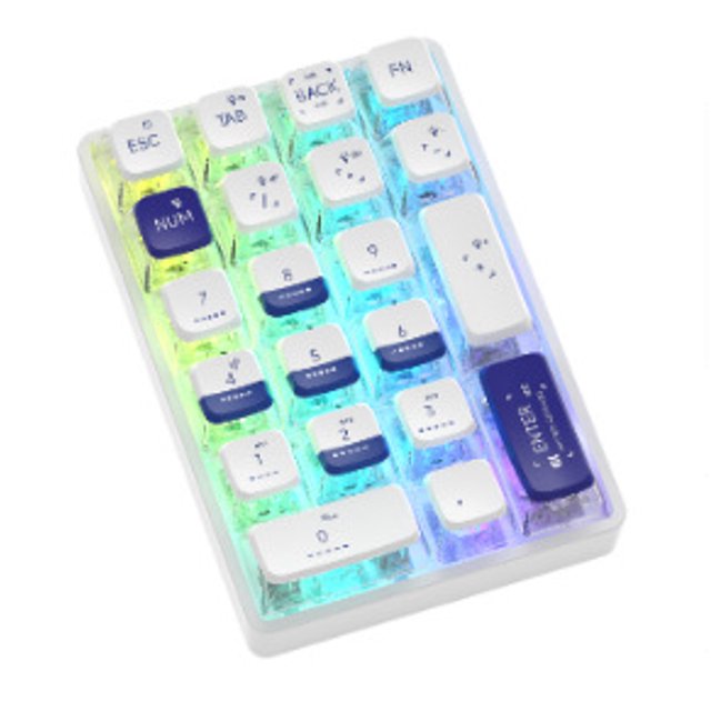 Mini teclado mecánico transparente de oficina digital con Bluetooth/inalámbrico/con cable de tres modos con espíritu de hielo