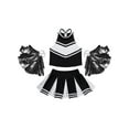 thumbnail image 3 of Aislor Cheer Leader Costumes for Girls Sleeveless Cheerleading Uniform Dress Outfit with Stockings 2 Pom Poms Black 12, 3 of 7