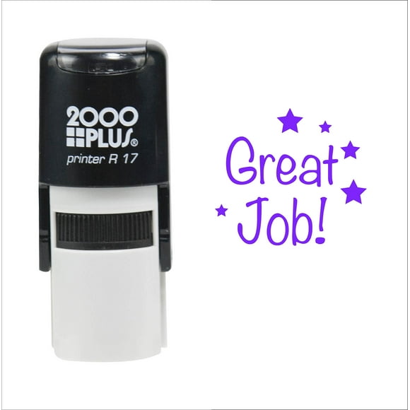 Custom Product Solutions Great Job! for Students 2000 Plus Self Inking Rubber Teacher Stamp â€“ Violet Ink
