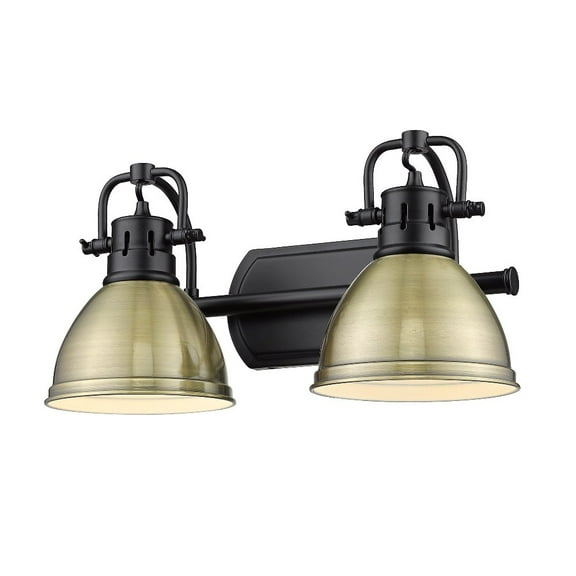 Yep by Golden Lighting Duncan 2-light Vanity in Matte Black and Aged Brass shade