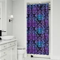thumbnail image 2 of Small Stall Narrow Shower Curtain 36"W x 72"L – Tropical Bohemian Leaves, Mid-Century Abstract Boho Botanical Bathroom Decor, Vintage Floral Palm Leaf Pattern, Rustic Tribal Folk Style, 2 of 5