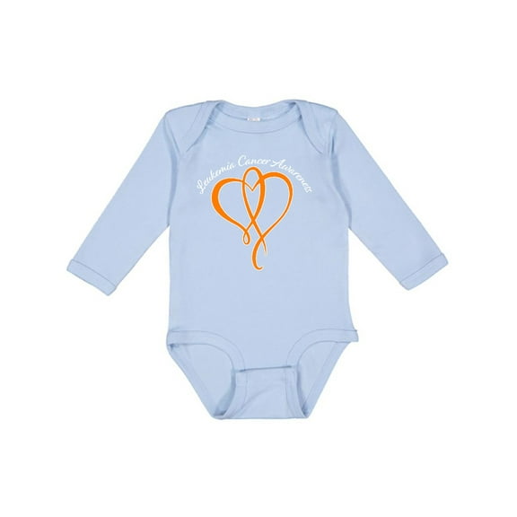 Inktastic Leukemia Awareness with Orange Ribbon Heart Boys or Girls Long Sleeve Baby Bodysuit