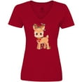 thumbnail image 3 of Inktastic Cute Christmas Reindeer with Christmas Lights Women's V-Neck T-Shirt, 3 of 5