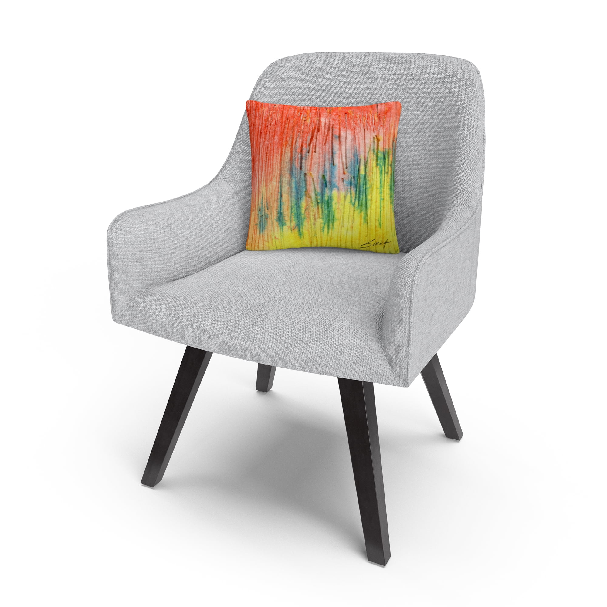 Zigs Zag' Red Yellow Abstract By Anthony Sikich 16 X 16 Decorative Throw Pillow