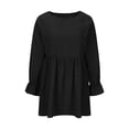thumbnail image 6 of Aboser Babydoll Shirts for Women Loose Fit Puff Sleeve Tunic Tops Flowy Round Neck T-Shirt Solid Color Fall Outfits Casual Basic Long Tee Shirt Trendy Ruffle Hem Blouses, 6 of 8