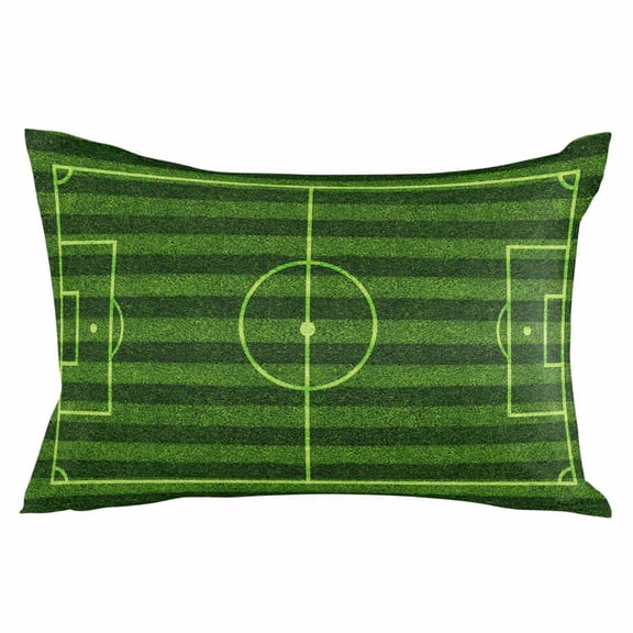 Green Football Field Throw Pillow Cover 20 x 26 Inch Decorative Pillow Cover Modern Balls Sport Games Match Lumbar Pillowcase Seasonal Rectangle Cushion Case for Couch Sofa Bed Living Room