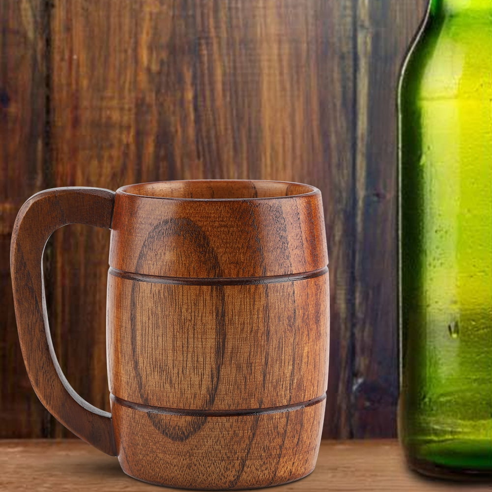 YLSHRF Wood Beer Cup,Wooden Beer Mug,Natural Wooden Beer Cup Retro Big