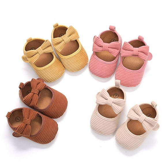 Yoyauz Baby Girl Mary Jane Shoes Anti Slip Rubber Sole Ballet Slippers Princess Dress Wedding Shoes Newborn Kids Shoes Toddler Shoes(0-12 Month)