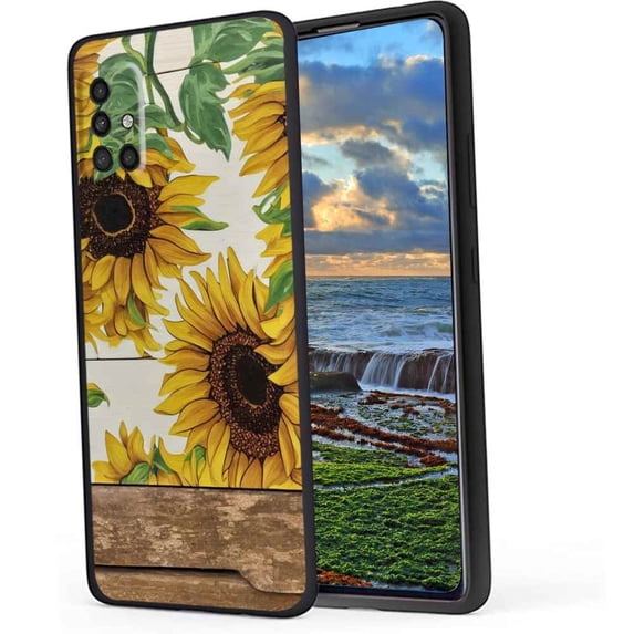 Summer-Sunflowers-Wood-Panel Phone Case, Degined for Samsung Galaxy A71 4G Case Men Women, Flexible Silicone Shockproof Case for Samsung Galaxy A71 4G
