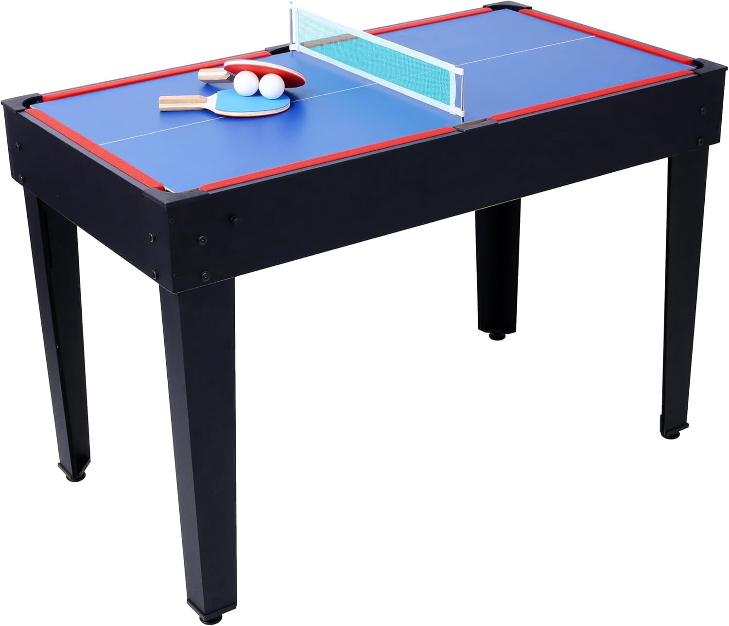 43“ Upgrade 5-in-1 Multi-Game Table - Billiards, Push Hockey, Foosball, Ping Pong, and Basketball black/red