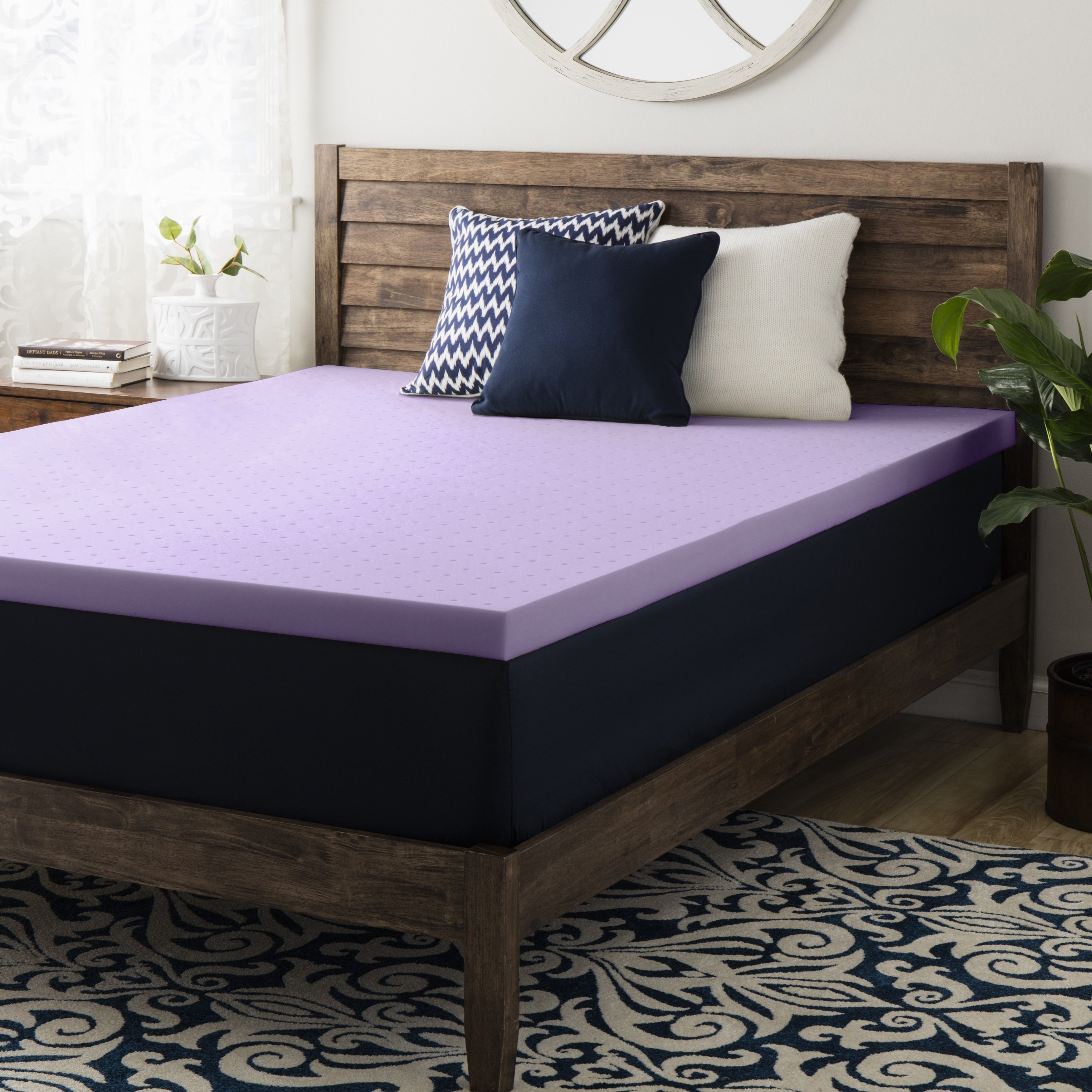Crown Comfort 2 Inch Lavender Memory Foam Mattress Topper