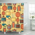 thumbnail image 1 of ZY-suttom Panier Sports Seamless Basket Icônes dans le Rideau de Douche de Style Plat 60x72 Pouces, 1 of 1