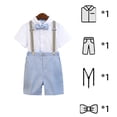 thumbnail image 2 of LYMAYTER ‌Toddler Baby Formal Suit Set Boy Short Shirt Shorts Bowtie Suspenders Summer Wedding Outfit‌, 2 of 8