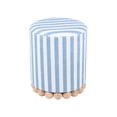 thumbnail image 4 of Otomana Tov Furniture Dex redonda de lino azul pastel a rayas, 4 of 7