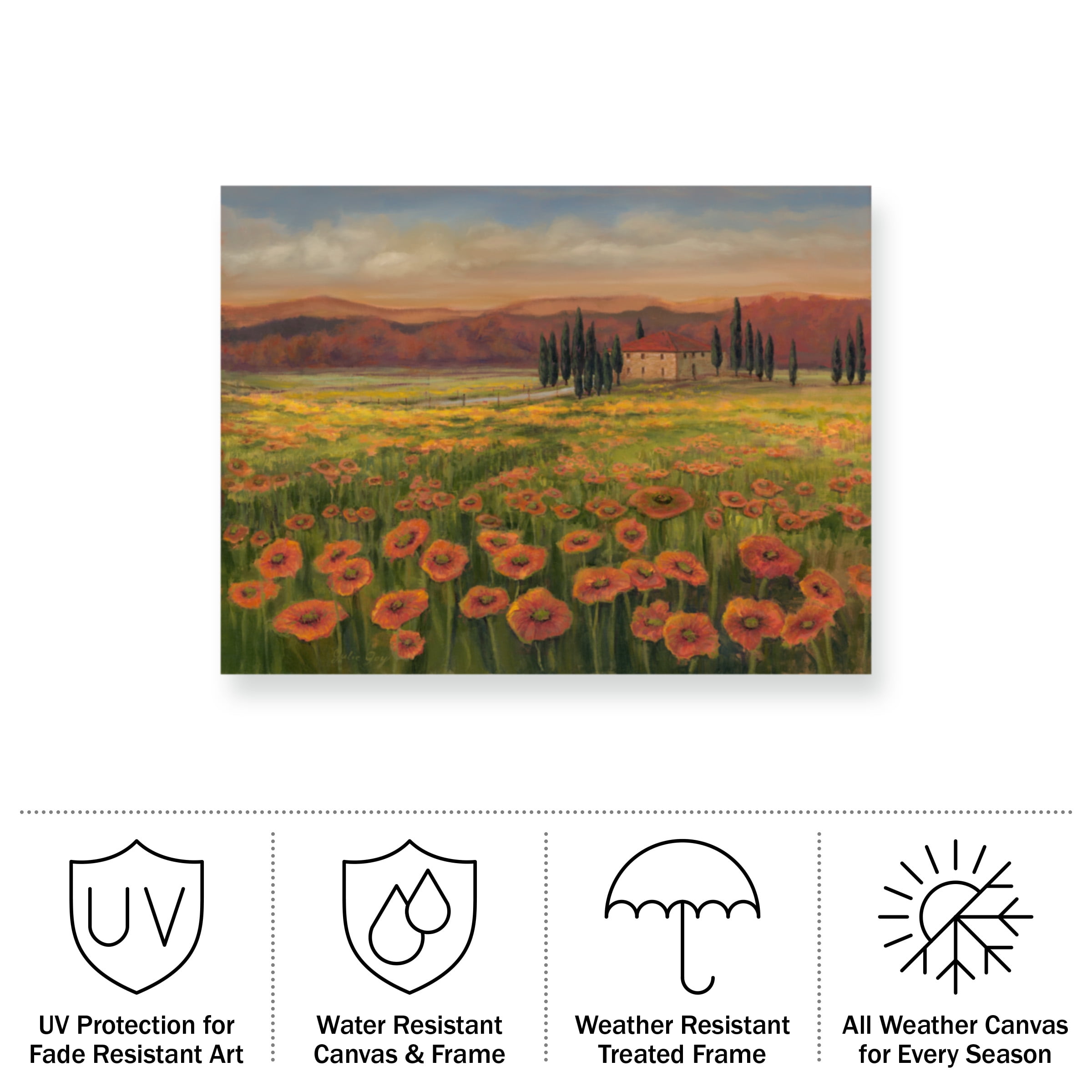 Julie Joy 'Poppy Path To Home I' Outdoor Canvas 35x35