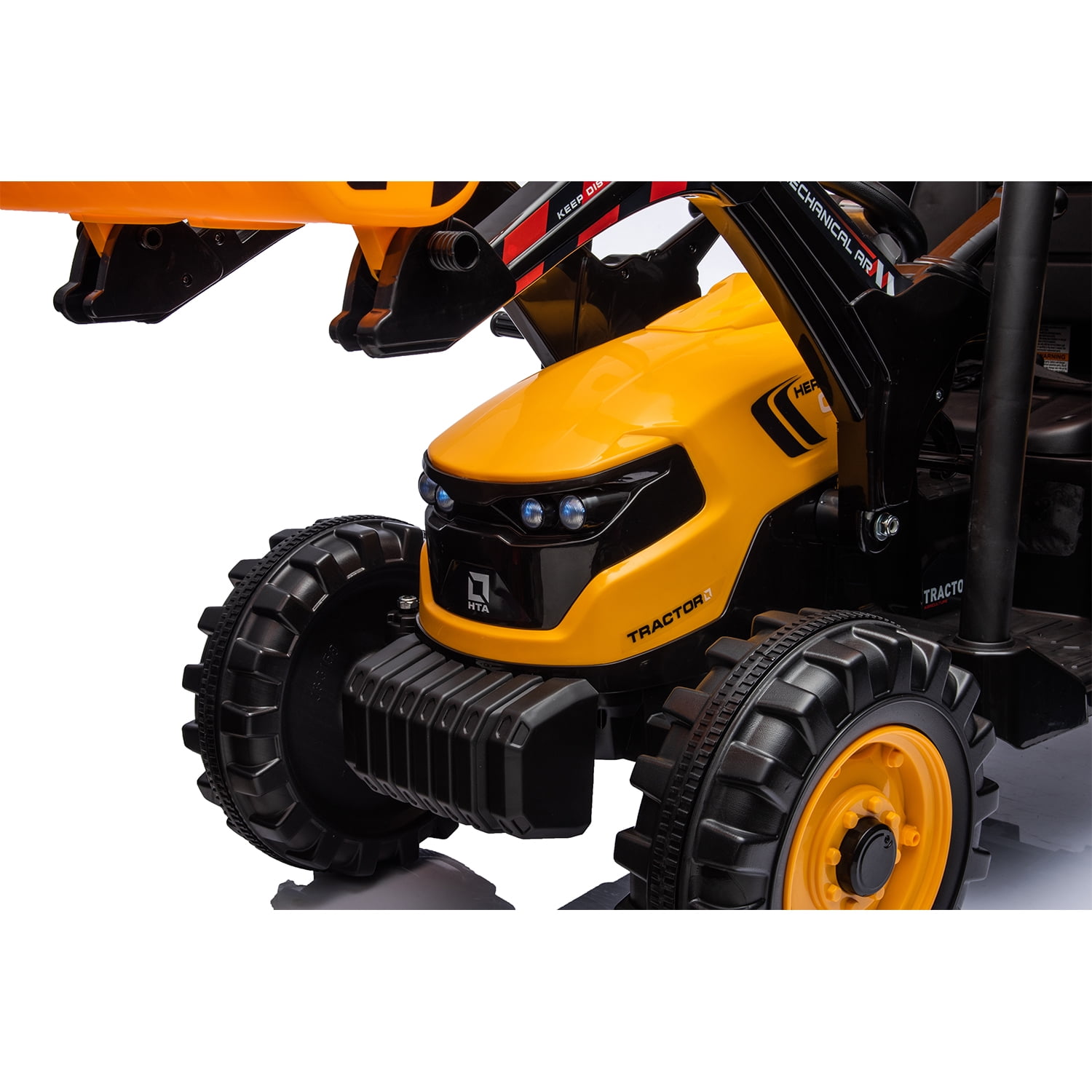 Electric Tractor FARMER with ladle and trailer, orange, rear drive, 6V  battery, Plastic wheels, wide seat, 20W Motor, Single seater, Steering  wheel control, LED Lights