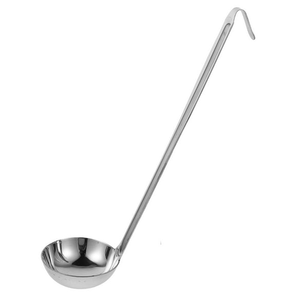 LOLIPPYY Stainless Steel Large Soup Ladle with Hook Handle for Sauces, Gravies, and Cooking - 1 Pack