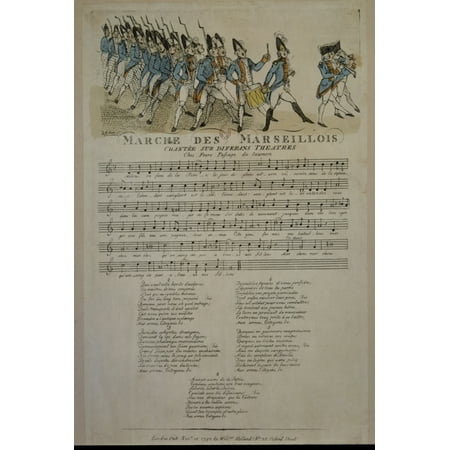Chinese Partition Wall Engraving Partition De La Marseillaise ( Novembre 1792 ) Paris Stretched Canvas - (24 x 36) ()