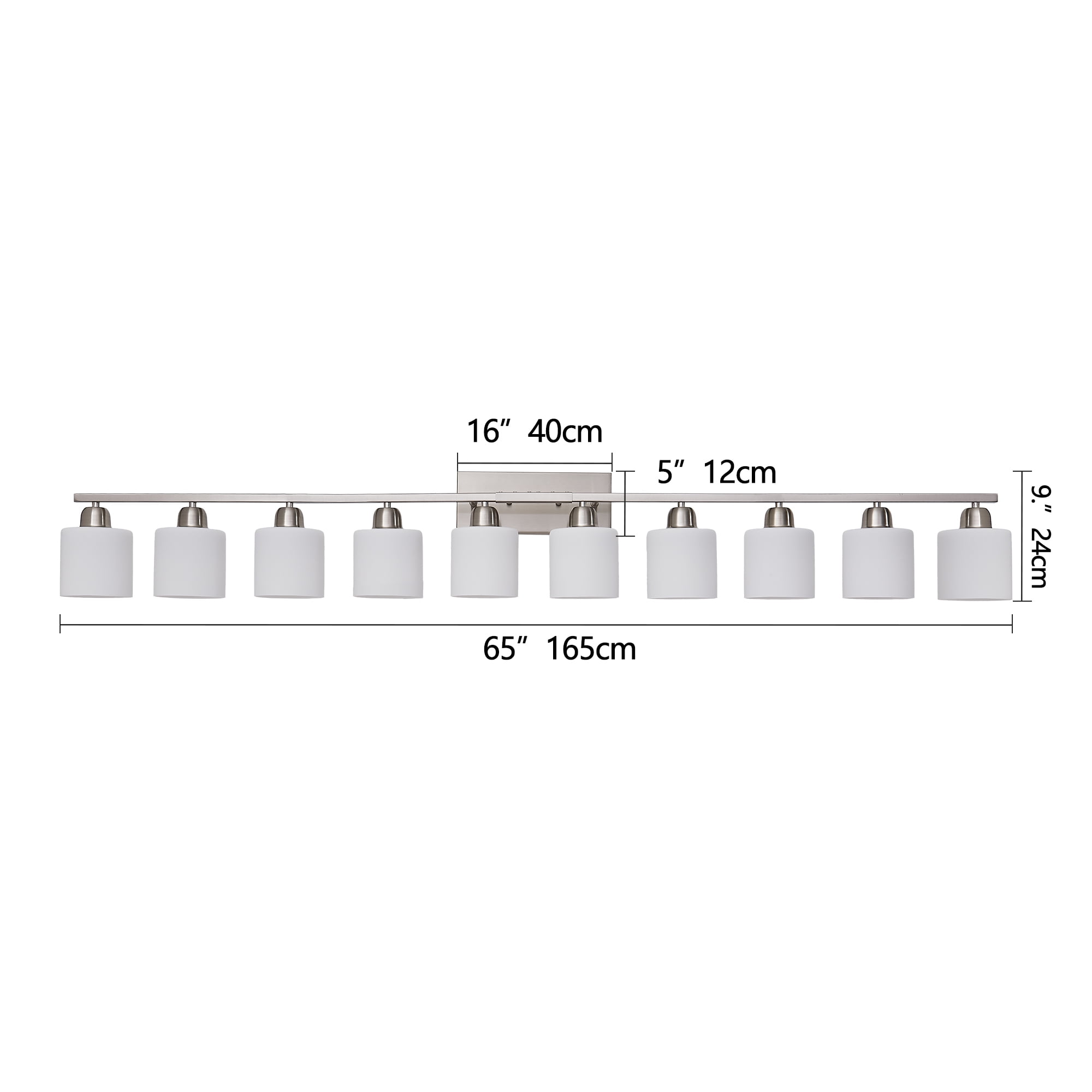 Leumius 10-Light Bathroom Vanity Light Fixture, Modern Vanity Light Over Mirror, Wall Sconces with Milky White Frosted Glass Shades for Mirror, Bathroom, Bedroom and Hallway Chrome (No Bulbs)