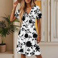 thumbnail image 3 of WTOBBY Women's Casual Fashion Floral Vintage Short Sleeve V-Neck Dress with Bell Sleeves, Perfect for Spring and Summer Casual Wear,White 2XL, 3 of 4