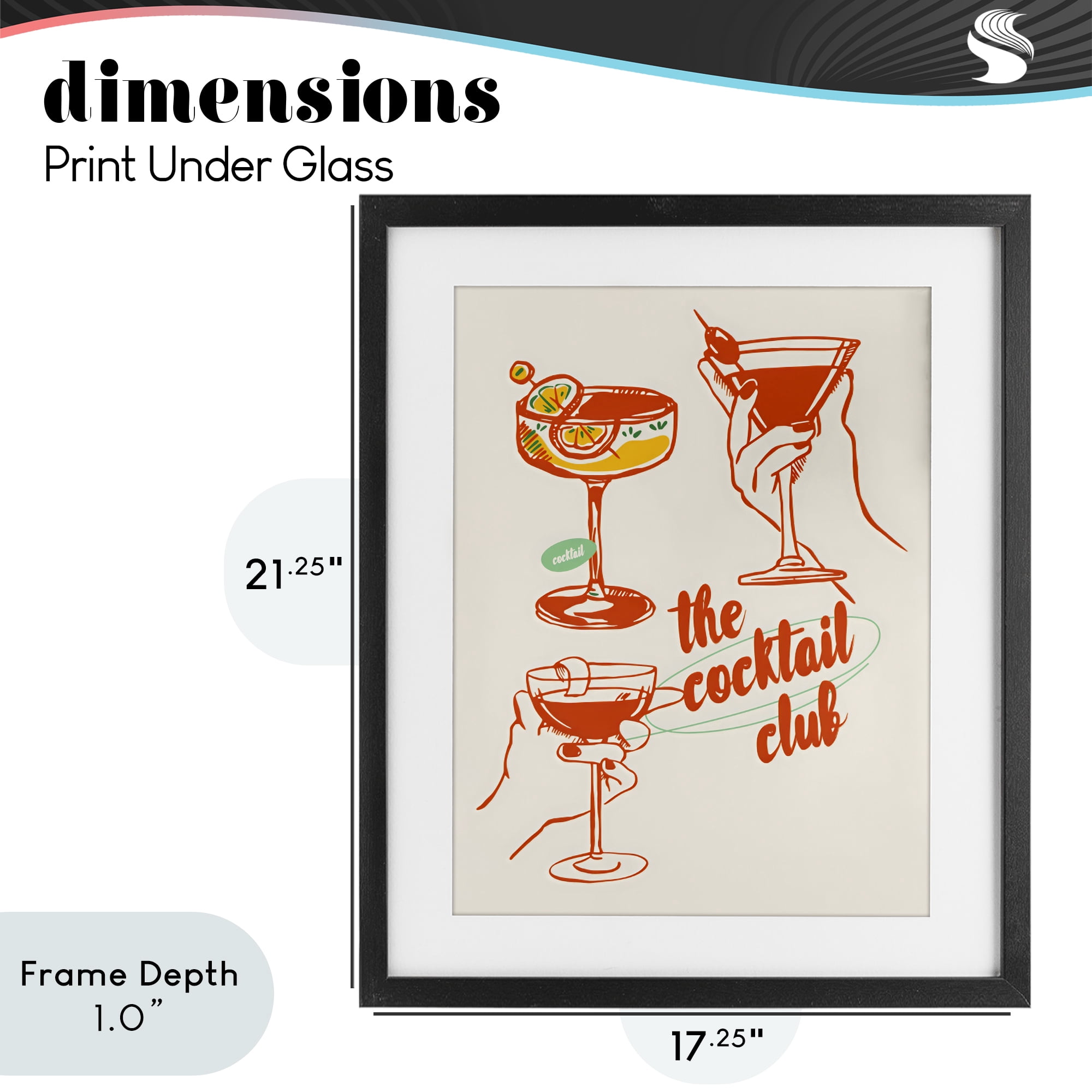 Stupell Industries Cocktail Club Toasting Glasses Black Framed Print Under Glass, design by The Prints Vibe